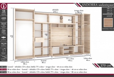 Andorra keretléces szekrénysor 4